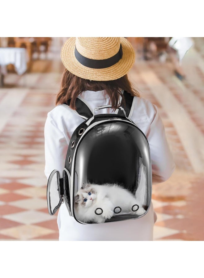 حقيبة ظهر شفافة للقطط بتصميم فقاعة وكبسولة فضائية، قبة صلبة للحماية، مزودة بشبكة تهوية وأحزمة مبطنة مريحة، حقيبة حمل وسفر للحيوانات الأليفة بدون استخدام اليدين - Image 5